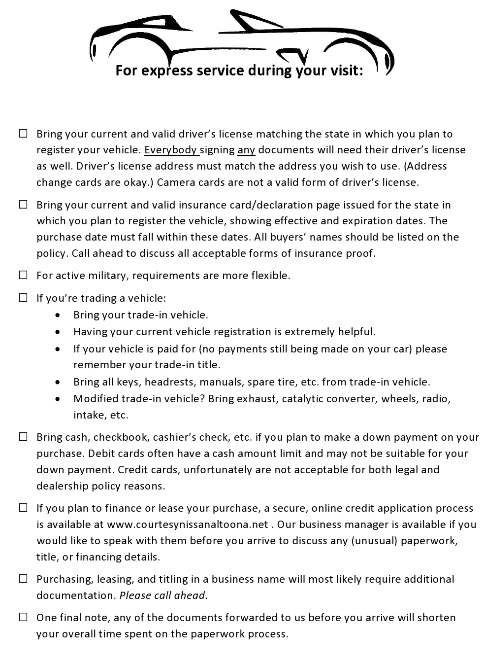 Save Time at Courtesy Altoona